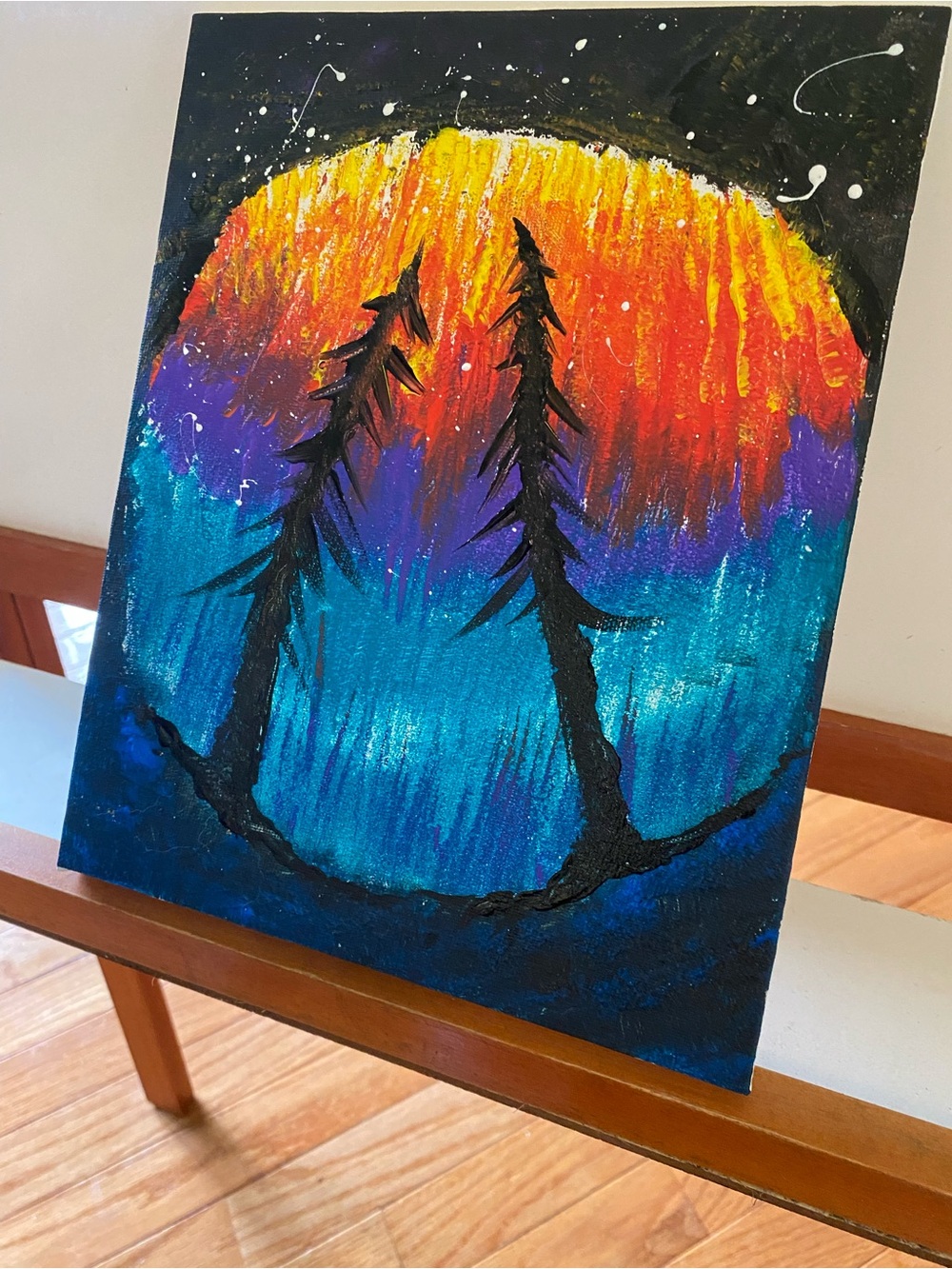💫 Night Sky 🌌 northern lights 💫 painting by @heatherellio825